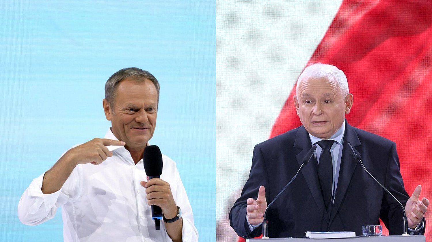 Tusk i Kaczyński prezentują programy wyborcze swoich ugrupowań