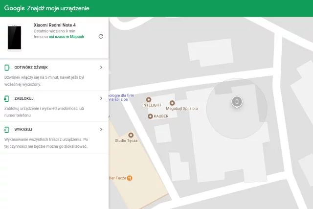 Wystarczy chwila, by Google sam znalazł nasz telefon - wyniki i opcje wyświetla na mapie