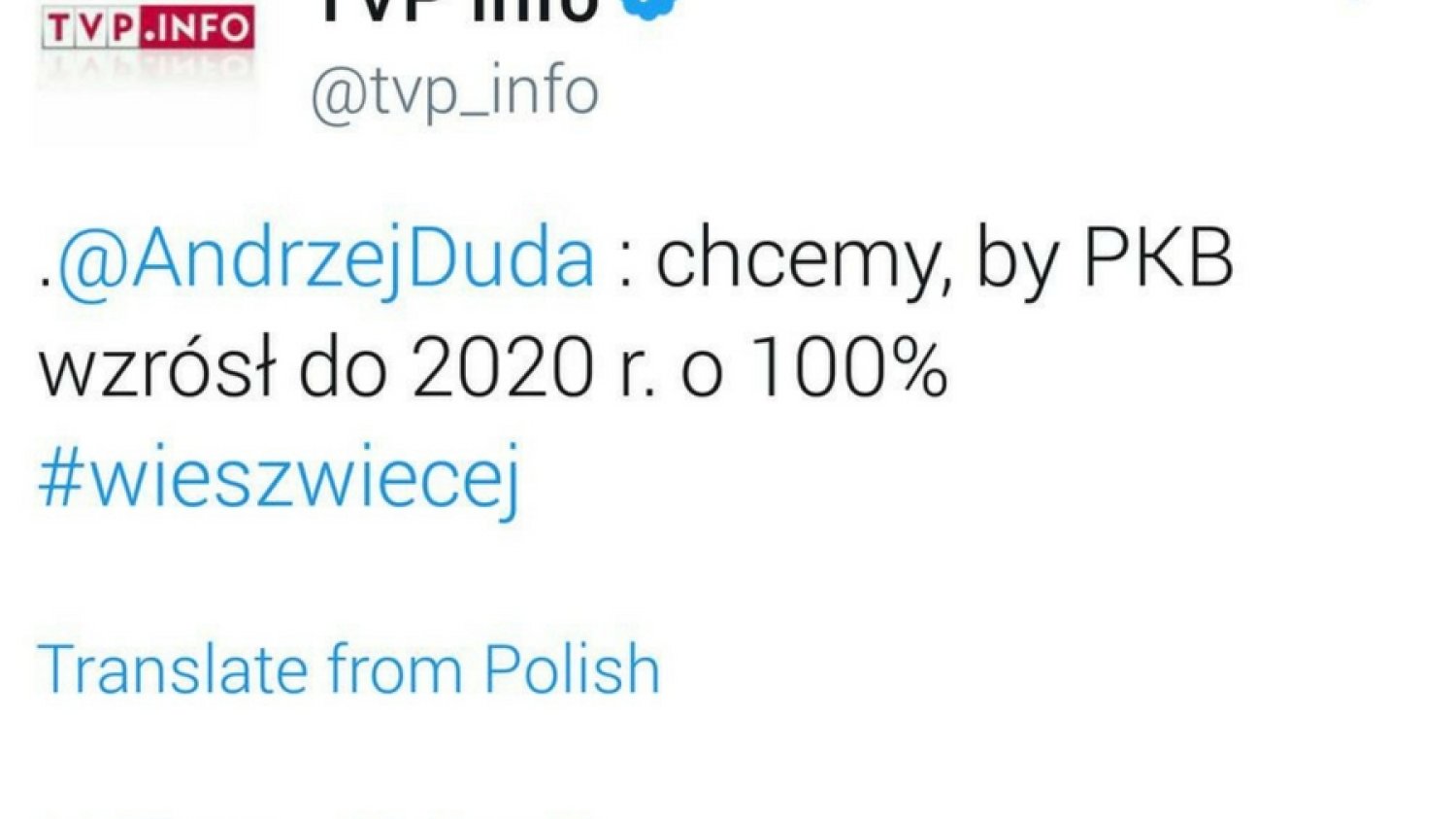 Feralny tweet na koncie publicznej stacji telewizyjnej.