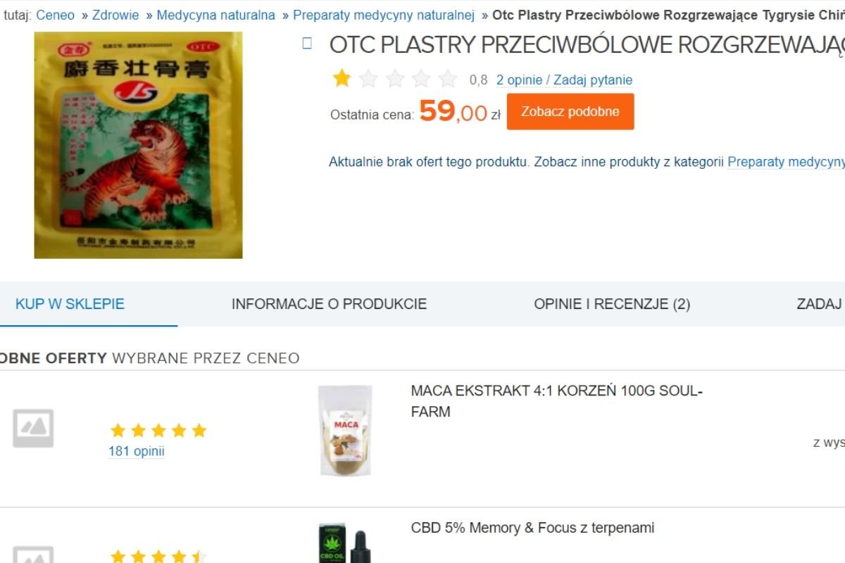 Plastry, których składnikiem mają być "sproszkowane kości tygrysa", można z łatwością znaleźć w polskim internecie.