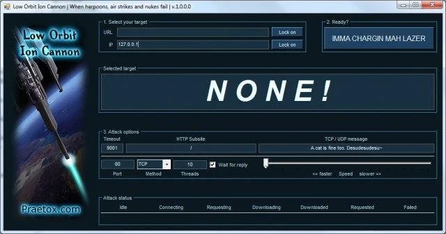 Niegdyś bardzo popularny, darmowy program do przeprowadzania ataków typu DDoS z domowego komputera.