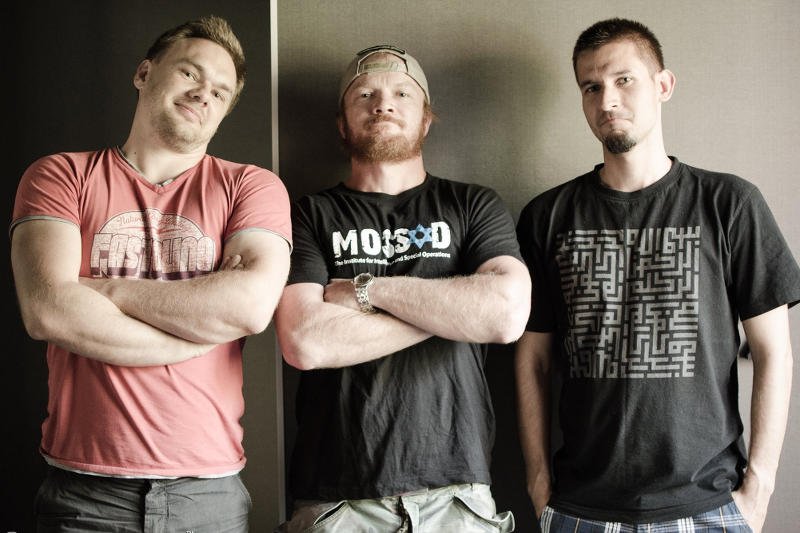 Michał Szolc, Eryk Lubos i Marcin Kardach podczas nagrywania Funky'ego Kovala.