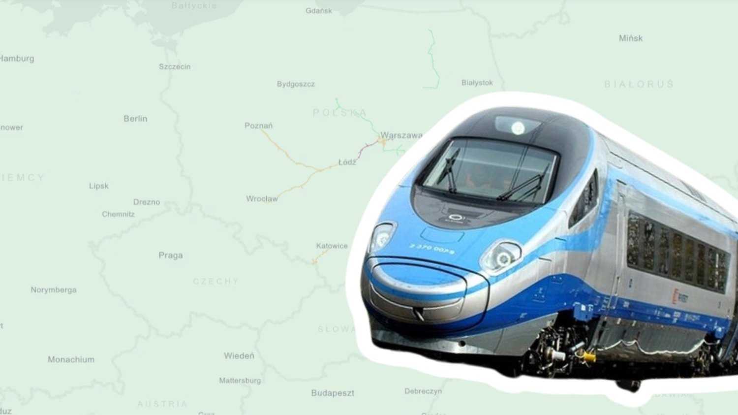 Pendolino. W tle mapa CPK.