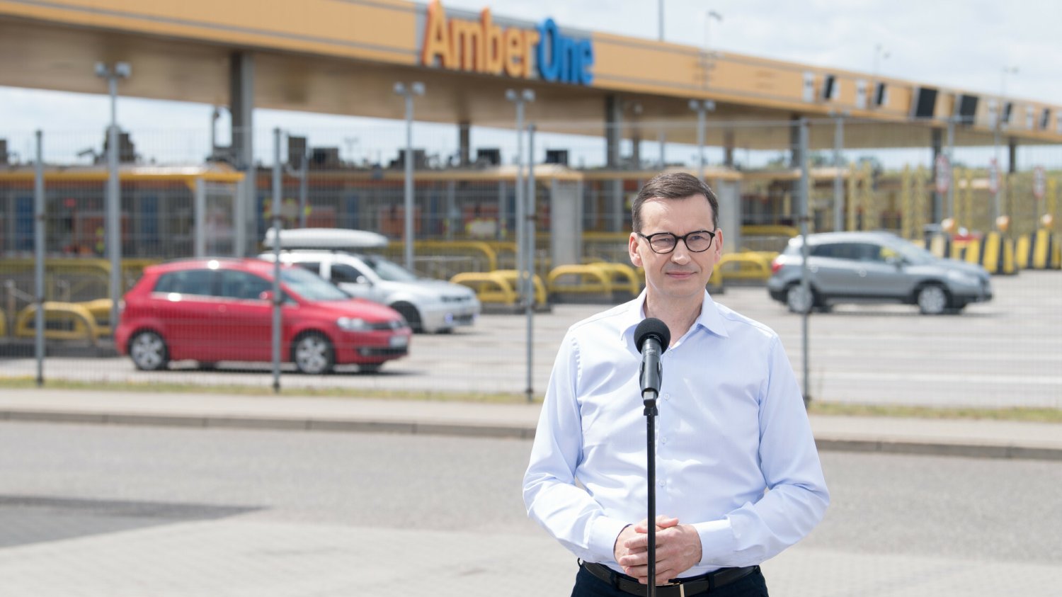 Konferencja prasowa na autostradzie A1 - wizyta premiera Mateusza Morawieckiego