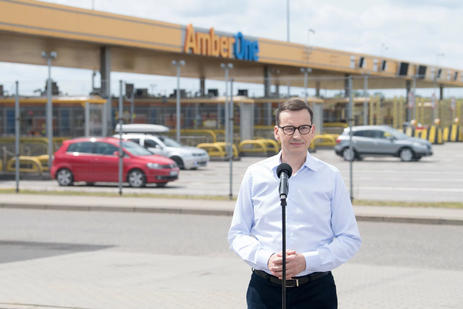 Konferencja prasowa na autostradzie A1 - wizyta premiera Mateusza Morawieckiego