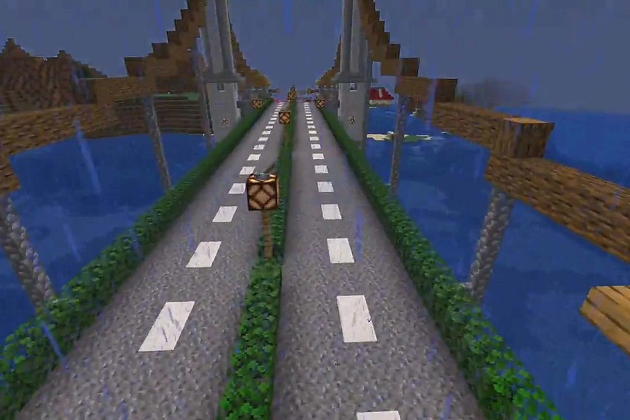 Autostrada w grze "Minecraft" autorstwa jednego z graczy
