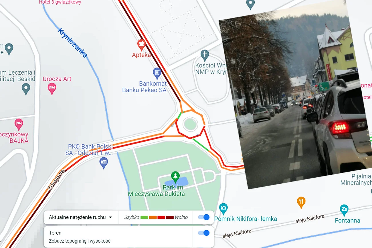 Likwidacja przejścia dla pieszych nie zmniejszyła korków w Krynicy-Zdroju