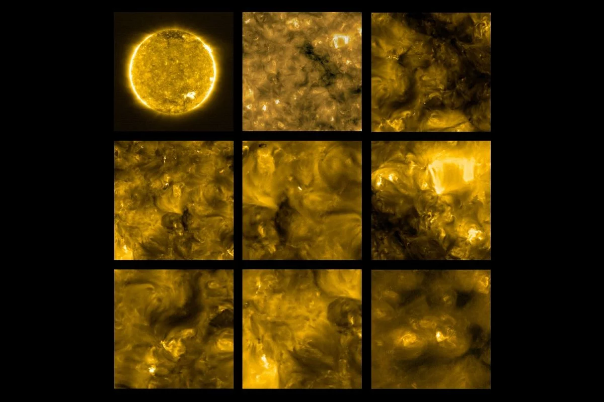 Obraz Słońca uchwycony przez instrument Extreme Ultraviolet Imager z sondy Solar Orbiter.