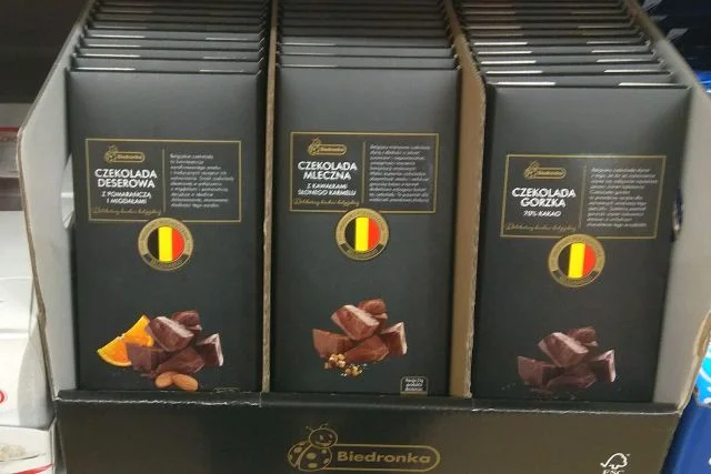 W ofercie Biedronki znajduje się kilka rodzajów belgijskich czekolad - większość, jak te na zdjęciu, faktycznie została wyprodukowana w Belgii