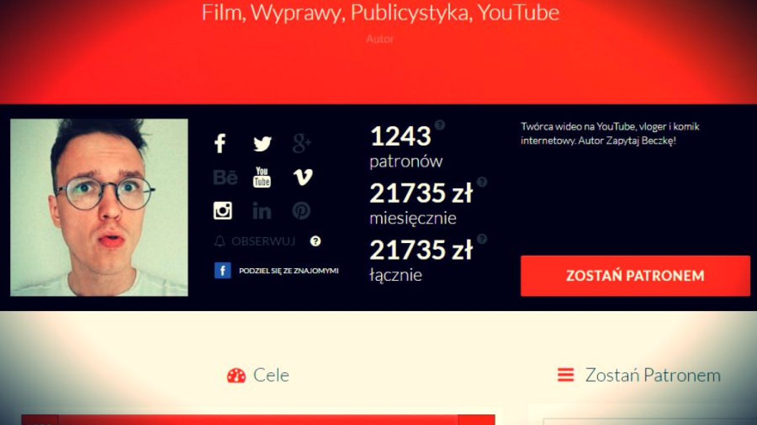 Zbiórka Krzysztofa Gonciarza przynosi mu ponad 20 tysięcy złotych miesięcznie