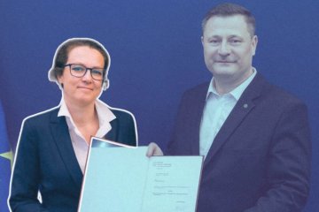 dr Marta Ewa Wachowicz i Minister Rozwoju i Technologii Krzysztof Paszyk.
