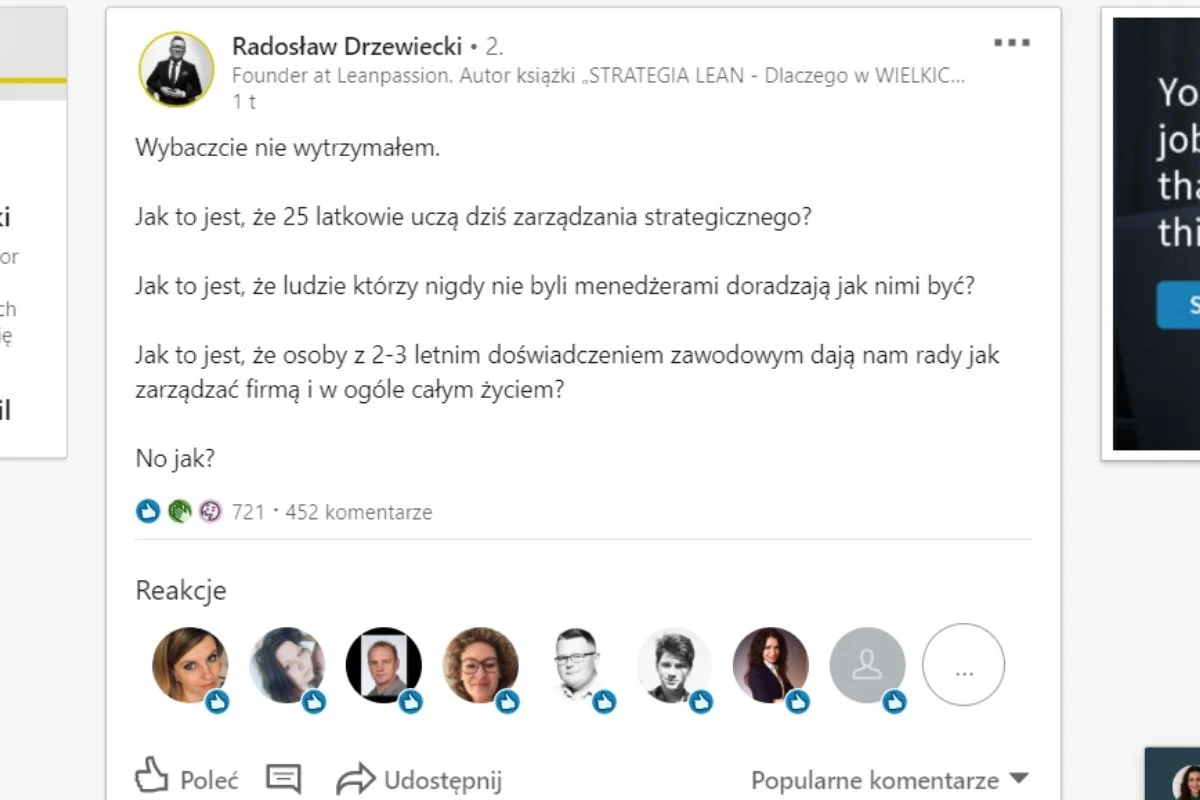 Jak to jest, że 25 latkowie uczą dziś zarządzania strategicznego? - pyta Drzewiecki.