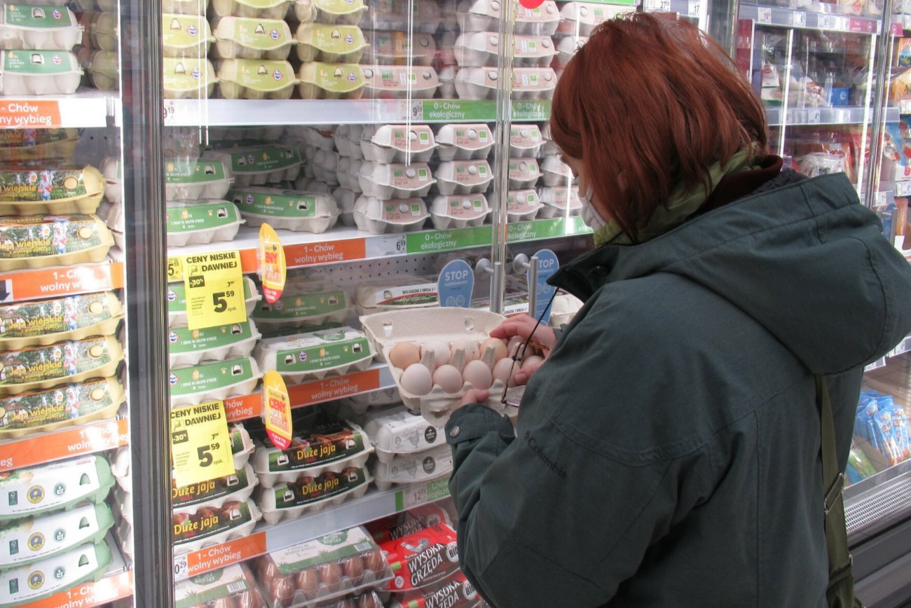 Stoisko z jajami w sklepie