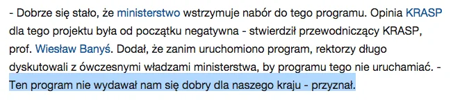 Jedna z opinii przewodniczącego KRASP.