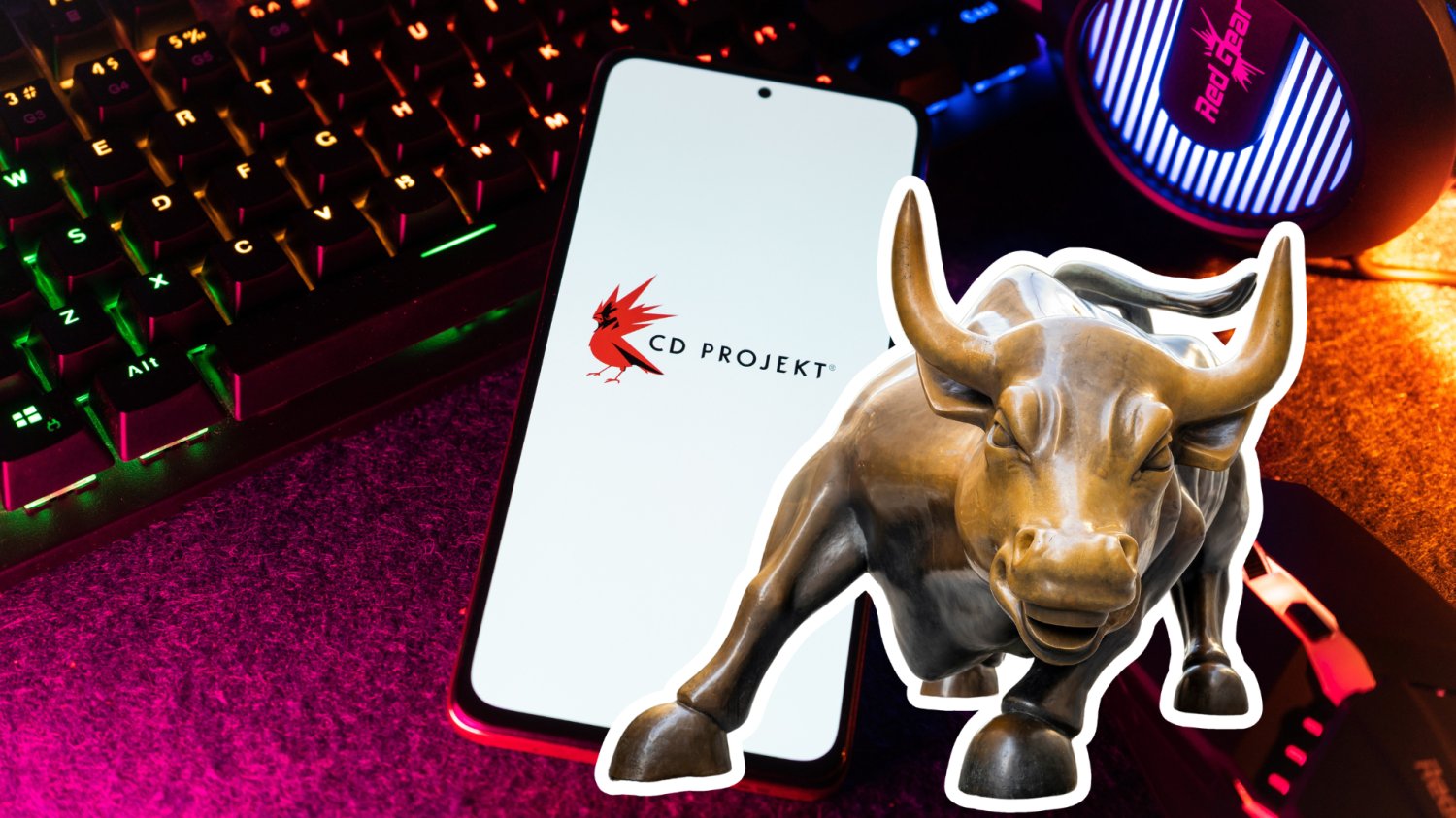 Akcje CD Projektu zapewniły inwestorom ogromne emocje. Tak samo jak nowe ogłoszenie firmy Logo CD Projekt na smartfonie i byk
