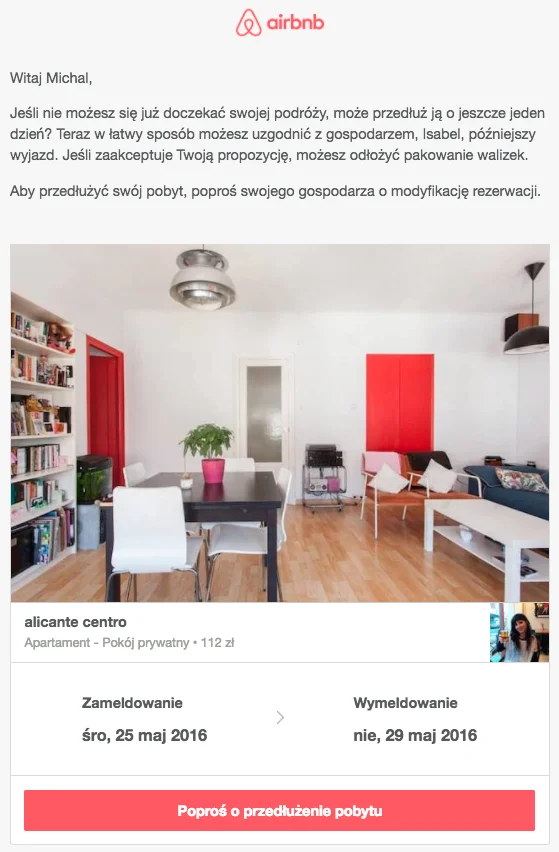 Upselling w automatycznej wiadomości Airbnb