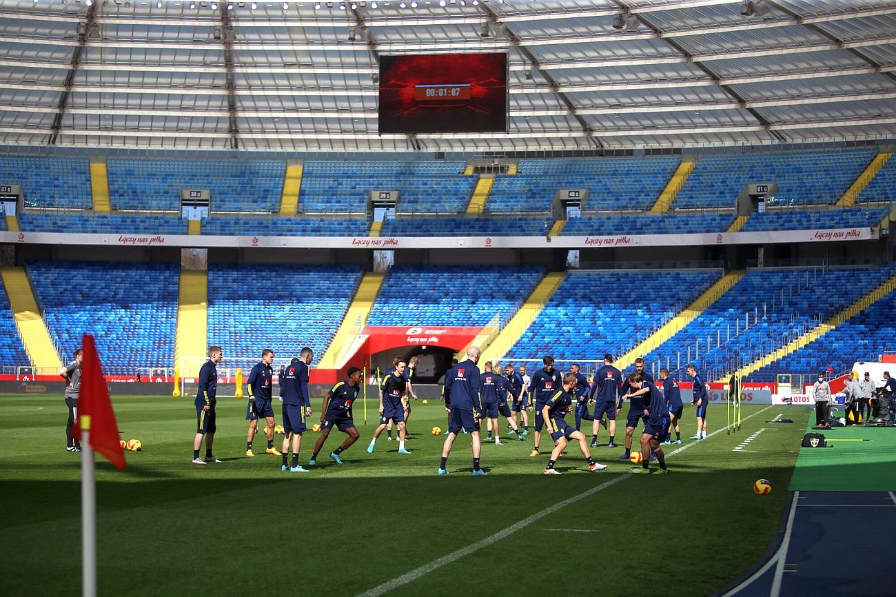 Trening Szwedów przez meczem w Chorzowie