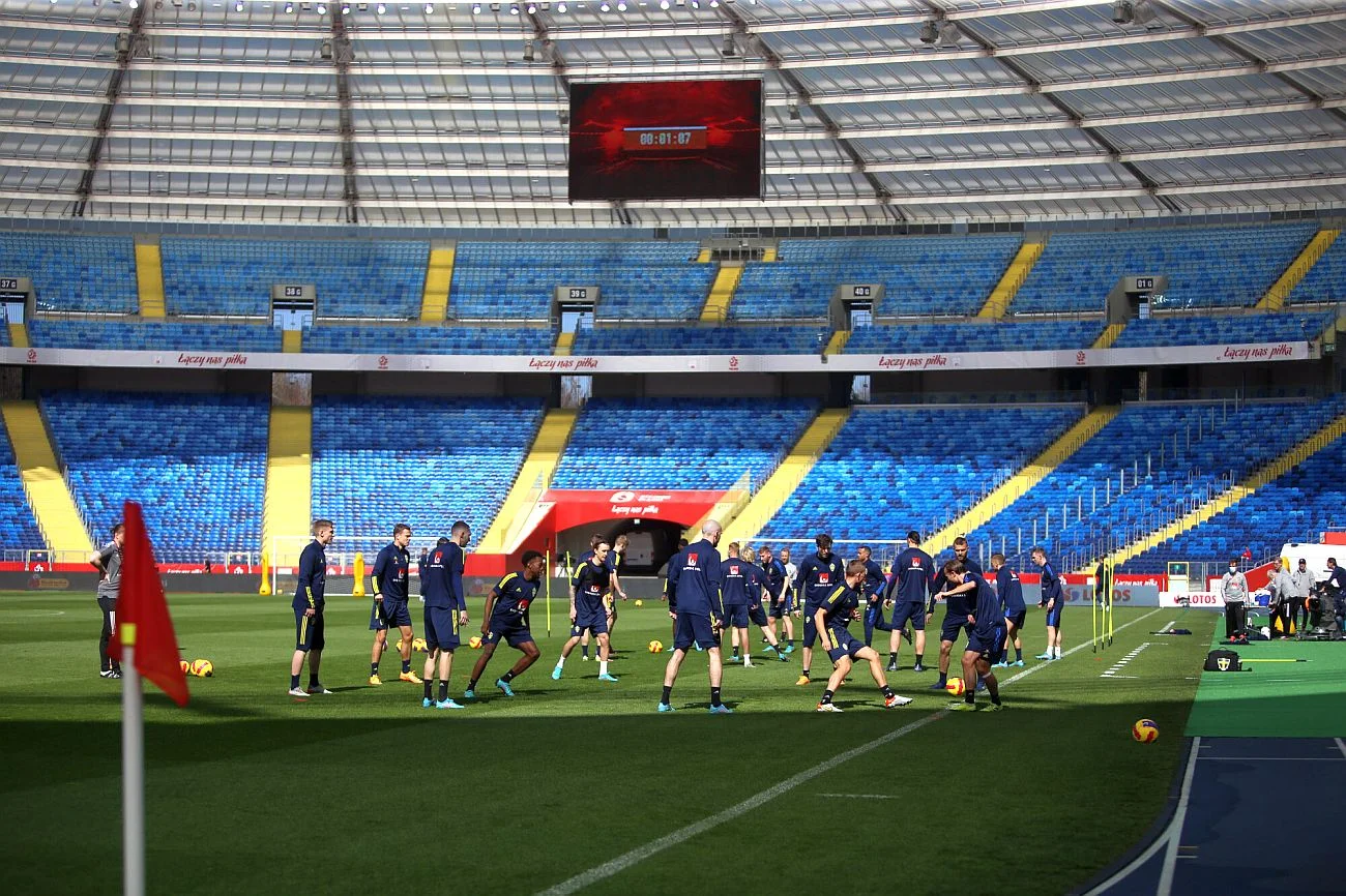 Trening Szwedów przez meczem w Chorzowie