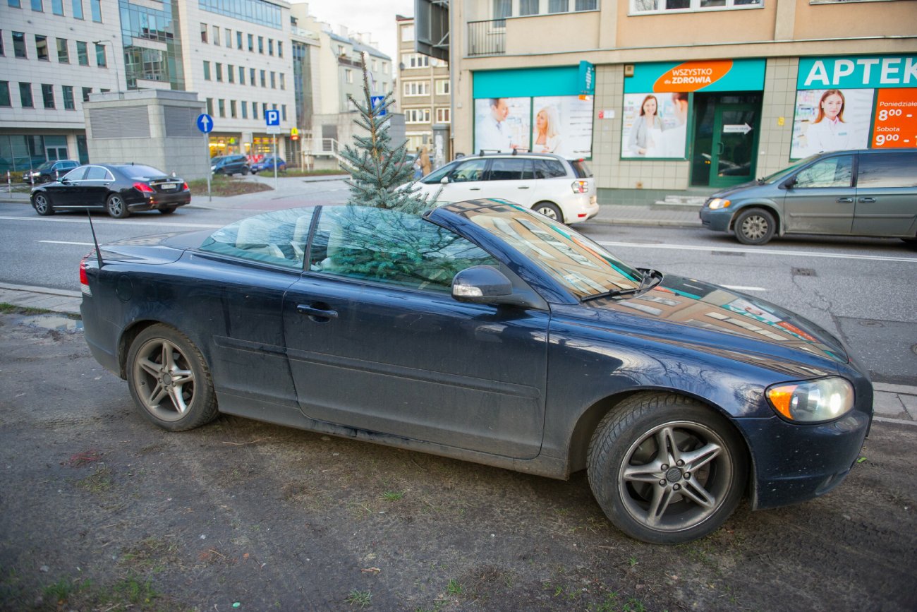 Nie każdy sposób na przewóz choinki jest odpowiedni