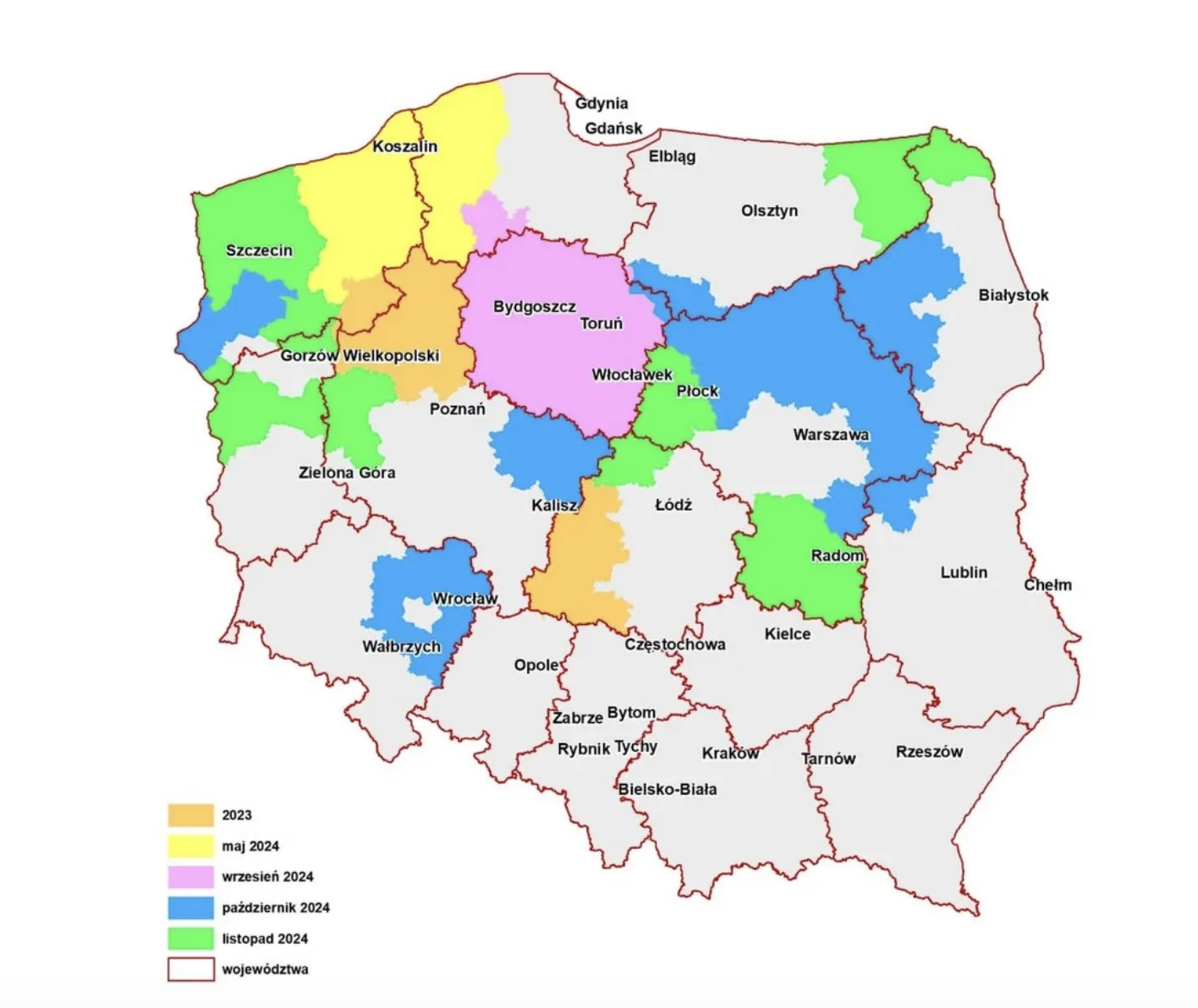 Mapa prac prowadzonych przez Orange nad włączeniem sieci 5G Mapa prac prowadzonych przez Orange nad włączeniem sieci 5G