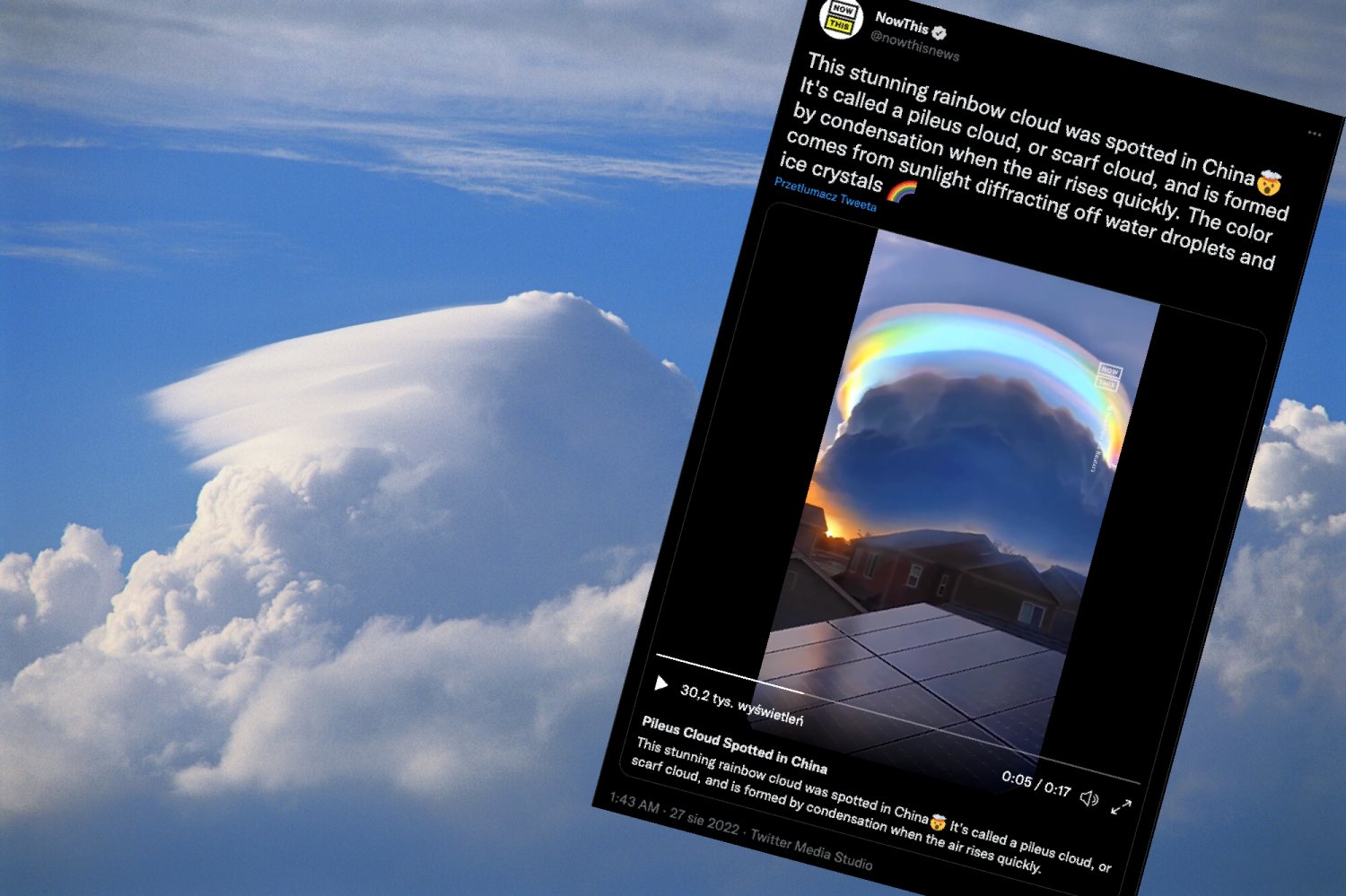 Nad Chinami zaobserwowano unikalne tęczowe chmury