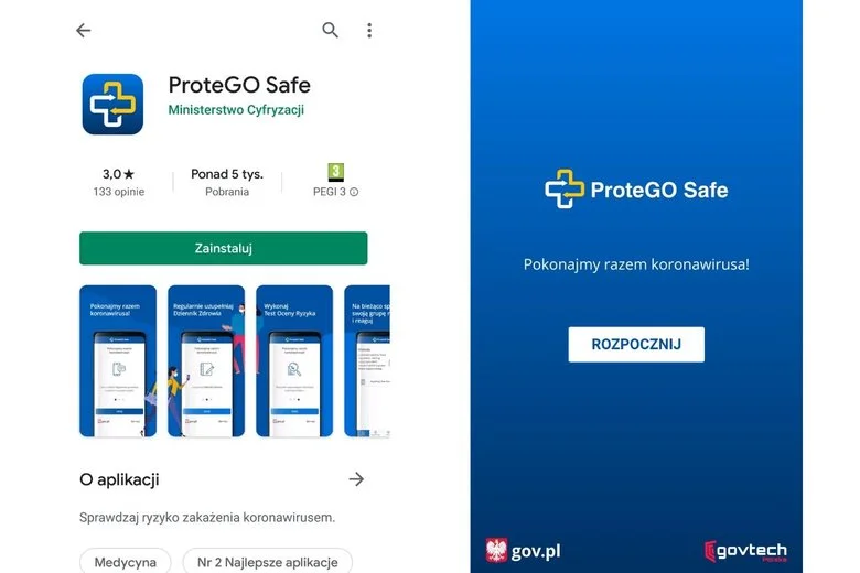 Aplikacja ProteGO Safe dostępna jest w wersji na Androida; użytkownicy iPhone'ów otrzymają swoją wersję za kilka dni.