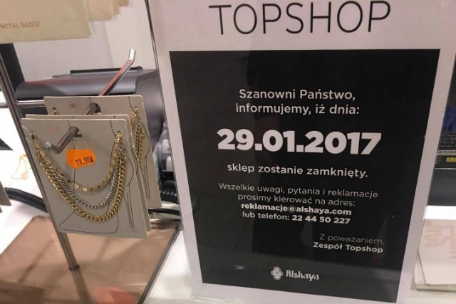 Marka TopShop zamyka swój jedyny sklep w Polsce.