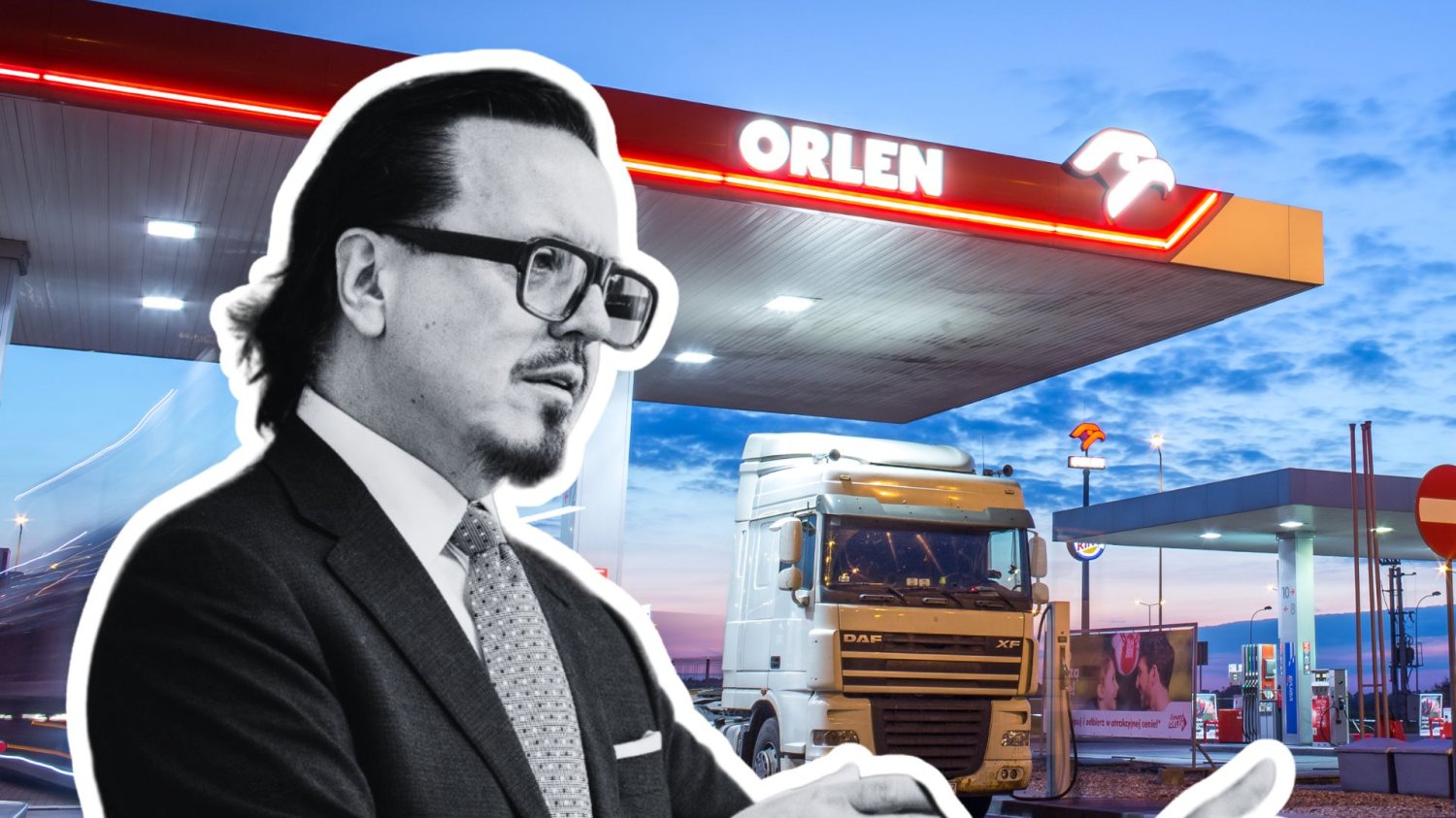 minister Wojciech Balczun na tle stacji Orlen