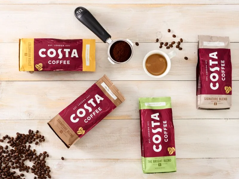 COSTA COFFEE to teraz także kawy do domu dostępne jako kawa ziarnista, mielona i w kapsułkach.