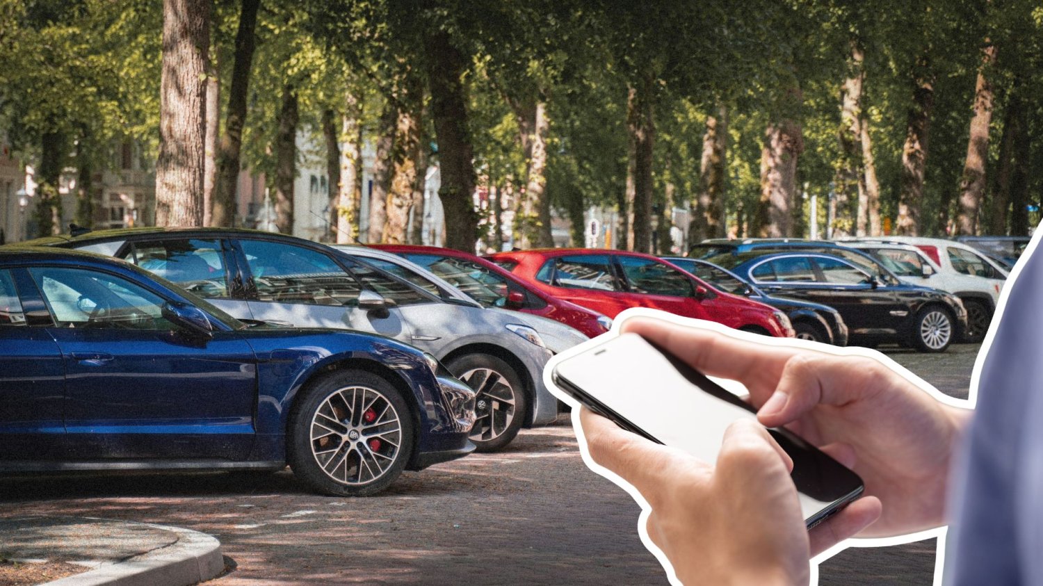 Koniec mobiParking, jaki znacie. SkyCash idzie na całość i zmienia warunki. Samochody na parkingu, telefon.