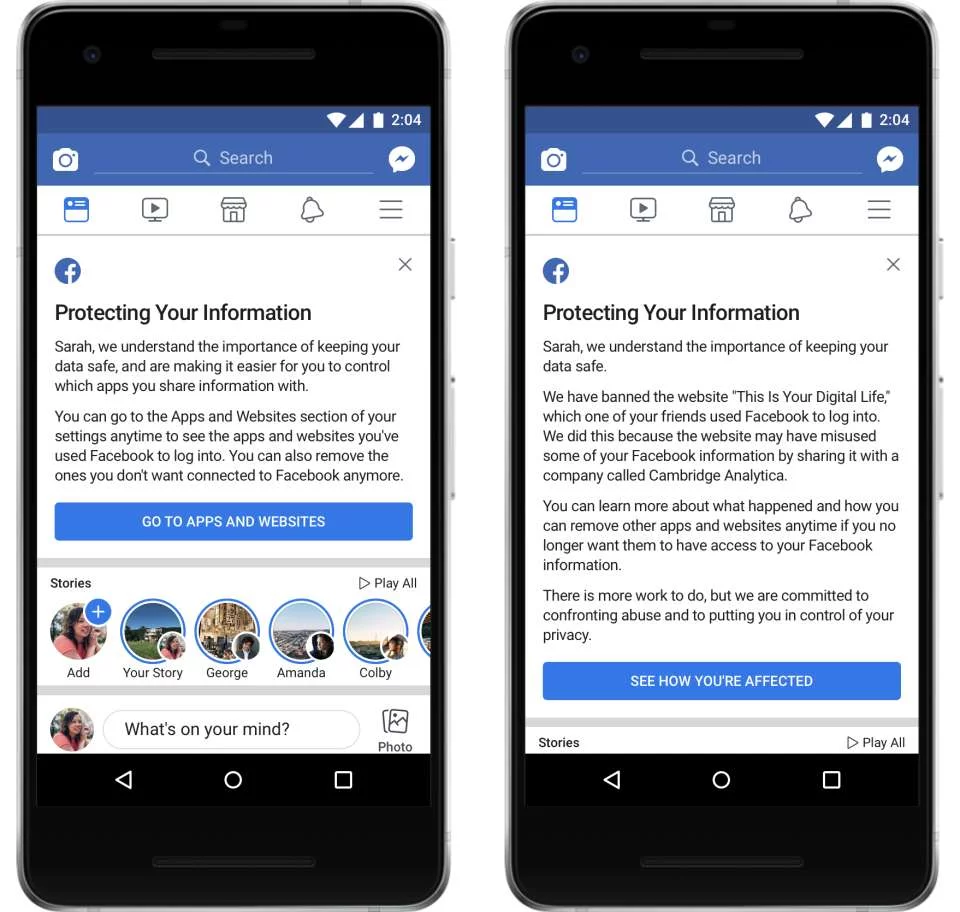 Facebook powiadomił osoby, których dane zostały udostępnione partnerom, stosownym komunikatem wyświetlanym w newsfeedzie.