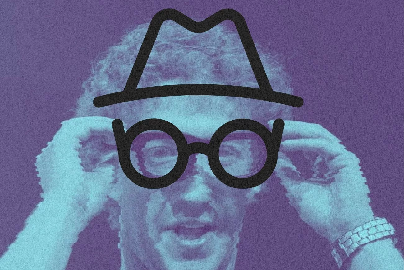 Mark Zuckerberg patrzący przez tryb incognito.