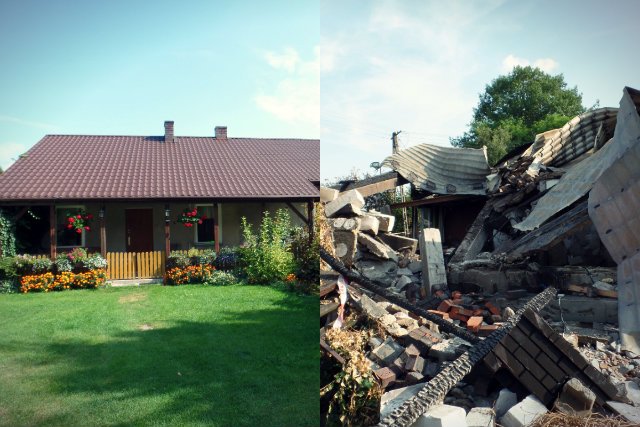 Zamiast pięknego 120-metrowego domu z jednej z posesji w Wiktorowie koło Nasielska wyziera dzisiaj wielka dziura