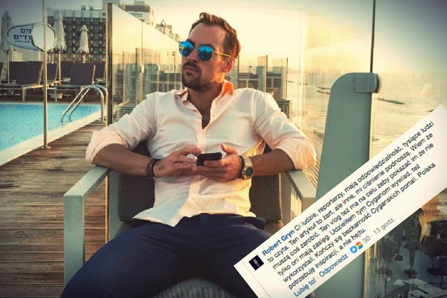 – Kończy się bezkarność cygańskich portali. Polska potrzebuje inspiracji a nie hejtu – napisał w reakcji na krytyczną recenzję swojego vloga Robert Gryn