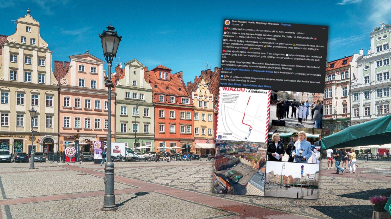 Plac Solny we Wrocławiu. Post na Facebooku Biura prasowego miasta.
