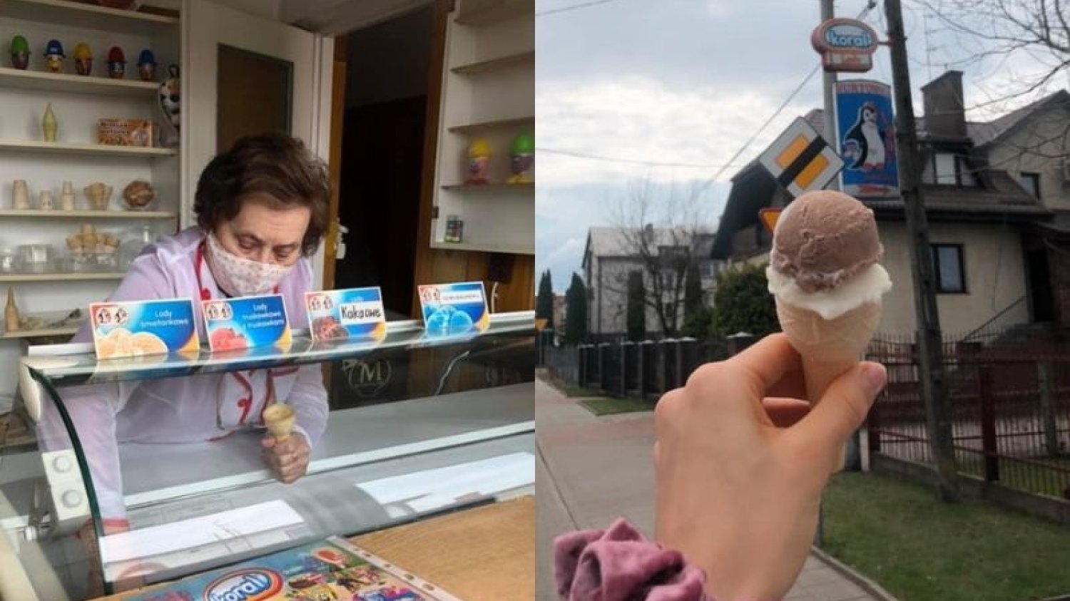 "Pani Walentyna od 62 lat prowadzi lodziarnię Pingwin. Lody wyrabia tradycyjną metodą, więc są w 100% naturalne."