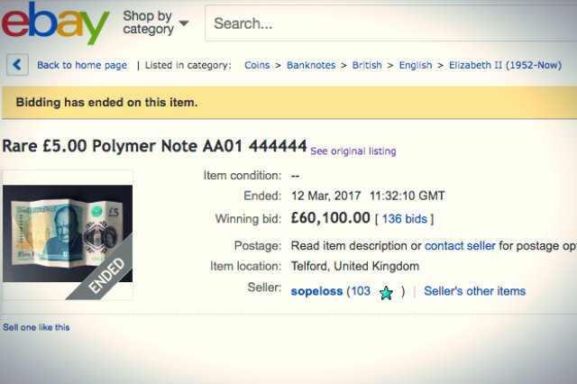 Zwycięzca aukcji ani myślał zapłacić. Zaczął tłumaczyć, że podczas licytowania wpisał do okienka złą kwotę – chodziło mu bowiem o 60...funtów