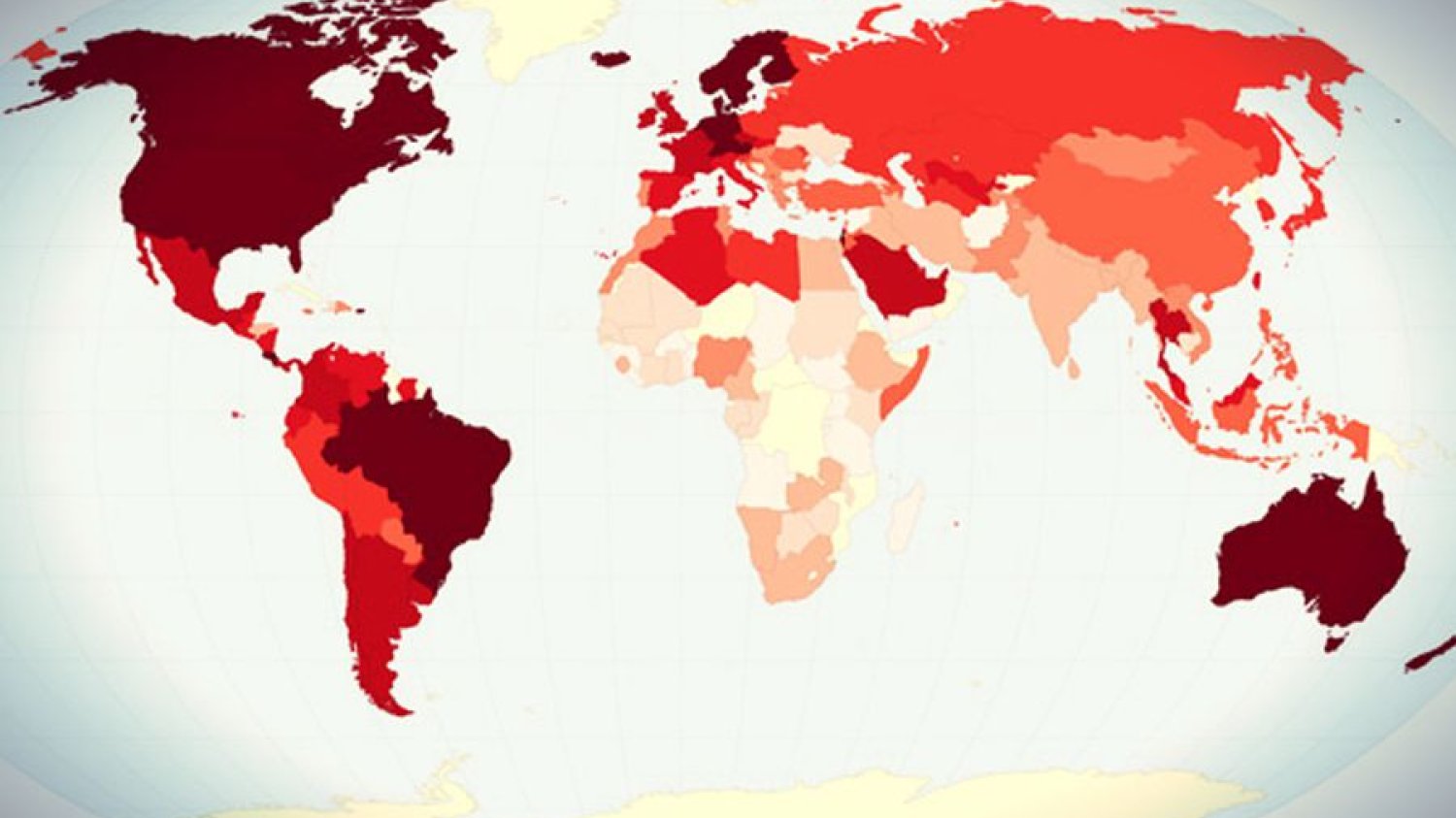 Mapa poziomu szczęścia na świecie.