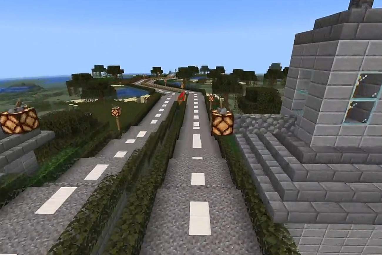 Autostrada w grze "Minecraft" autorstwa jednego z graczy