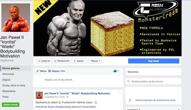 Jedna ze stron, szkalujących papieża.