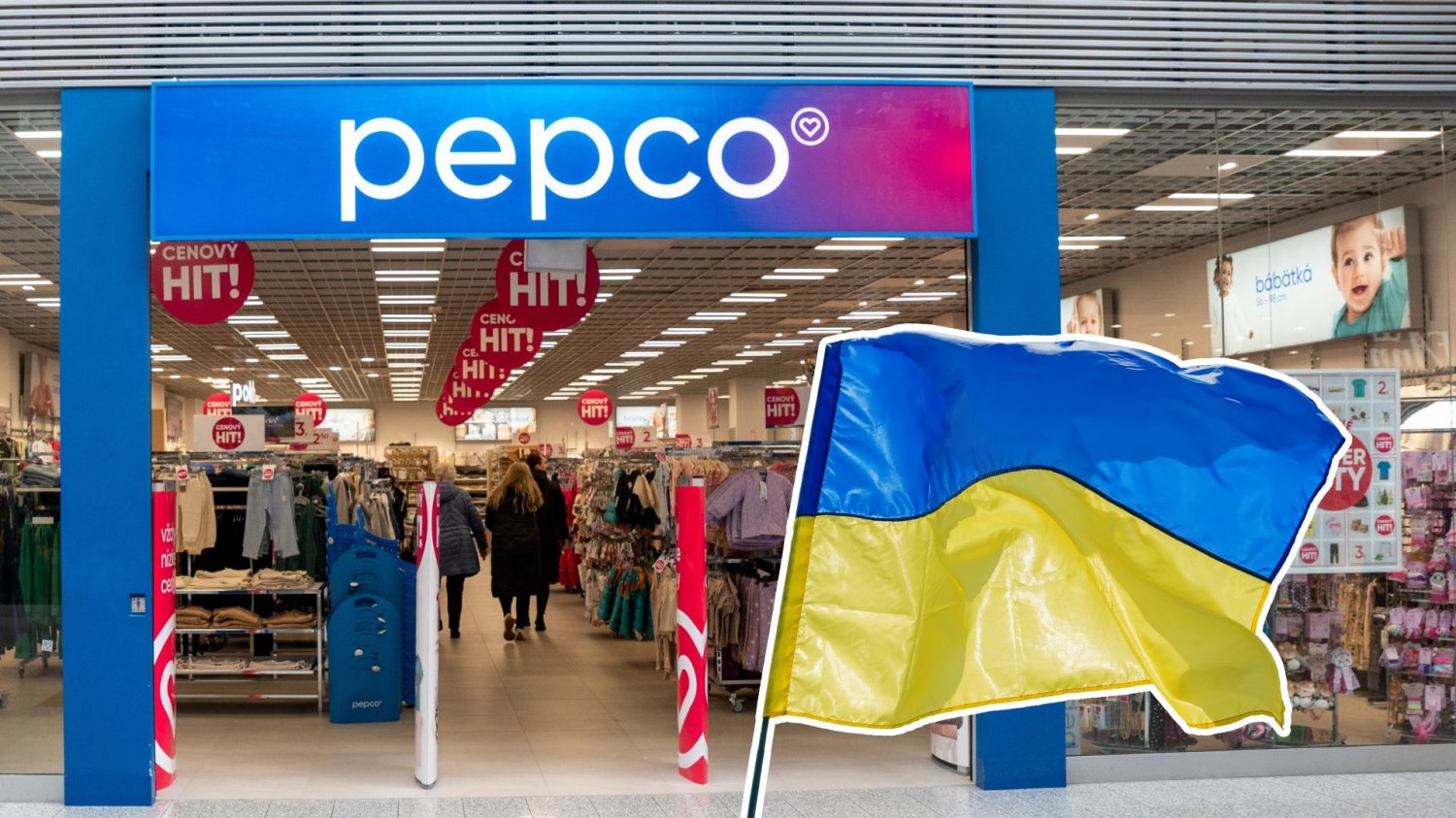 Sklep Pepco, flaga Ukrainy.