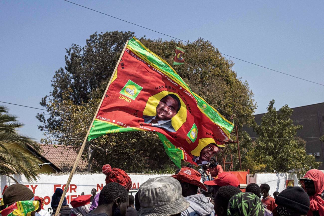 Flaga zwolenników Hakainde Hichilemy - prezydenta Zambii