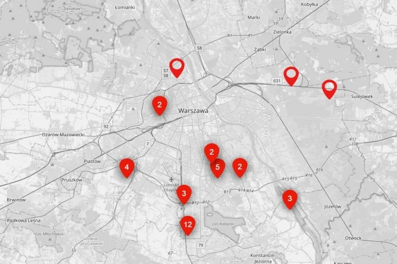 Warszawska mapa odpowiedzialnych działań, tworzona w ramach akcji innogy Polska (stan na 05.12.2012)•TworzyMY mapę warszawskich eko firm i instytucji