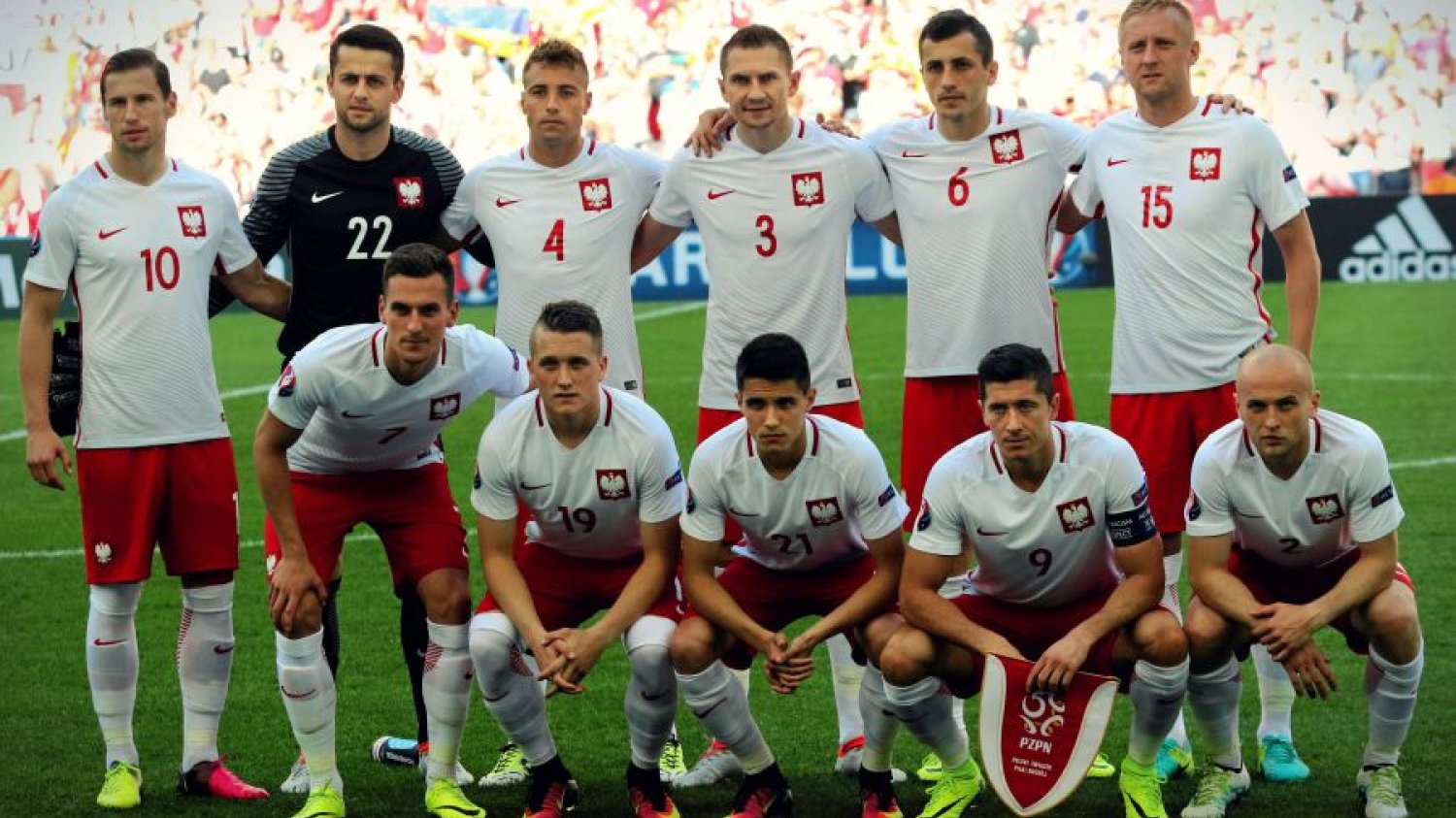 Reprezentacja Polski w meczu z Ukrainą podczas EURO 2016.