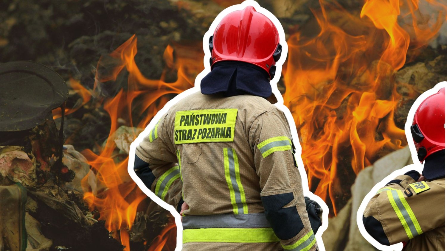 Pożar sprząta w Polsce najtaniej. Czyli jak mafia śmieciowa ogrywa państwo i prokuraturę Strażacy na tle pożaru śmieci.