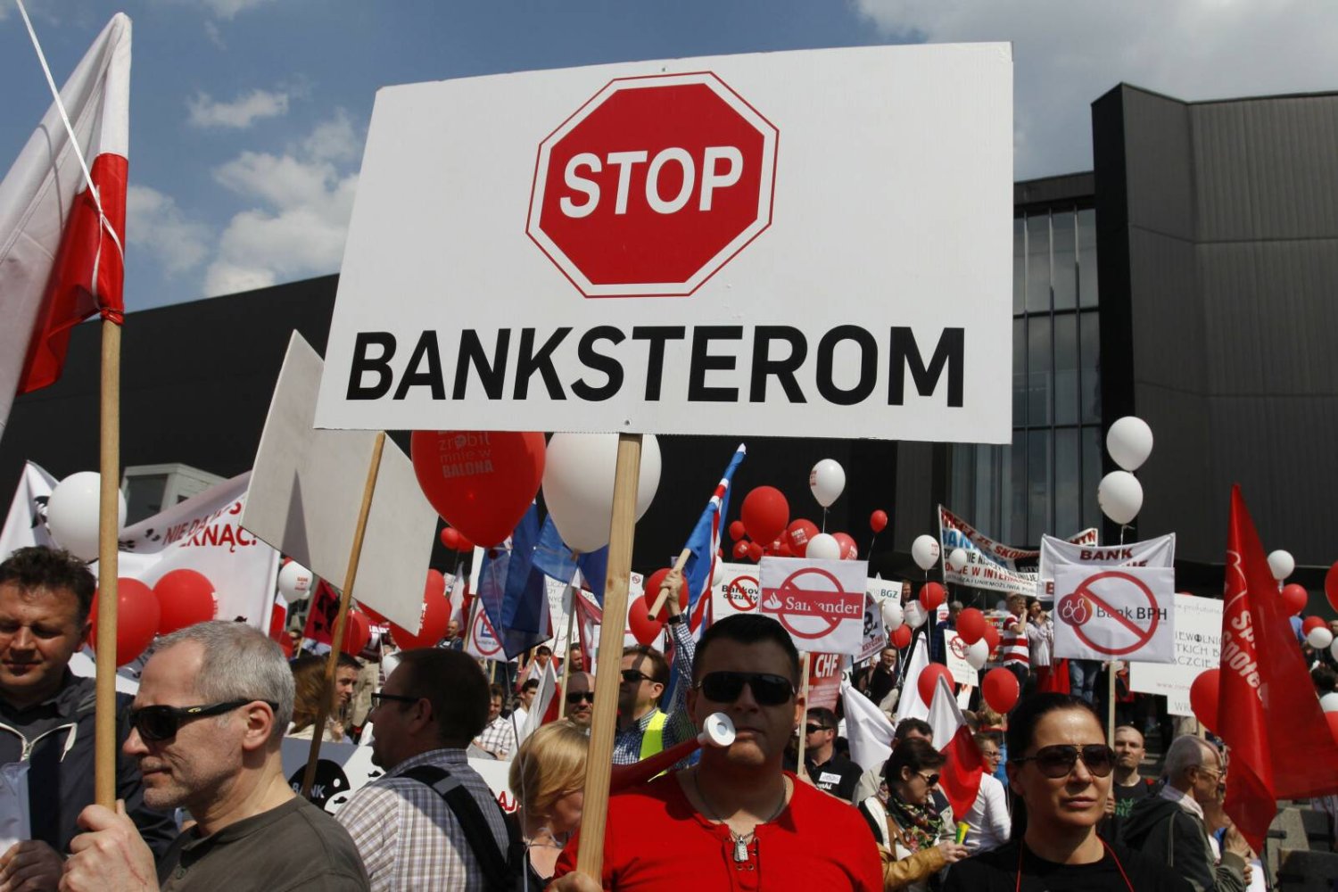 protest frankowiczów w Warszawie