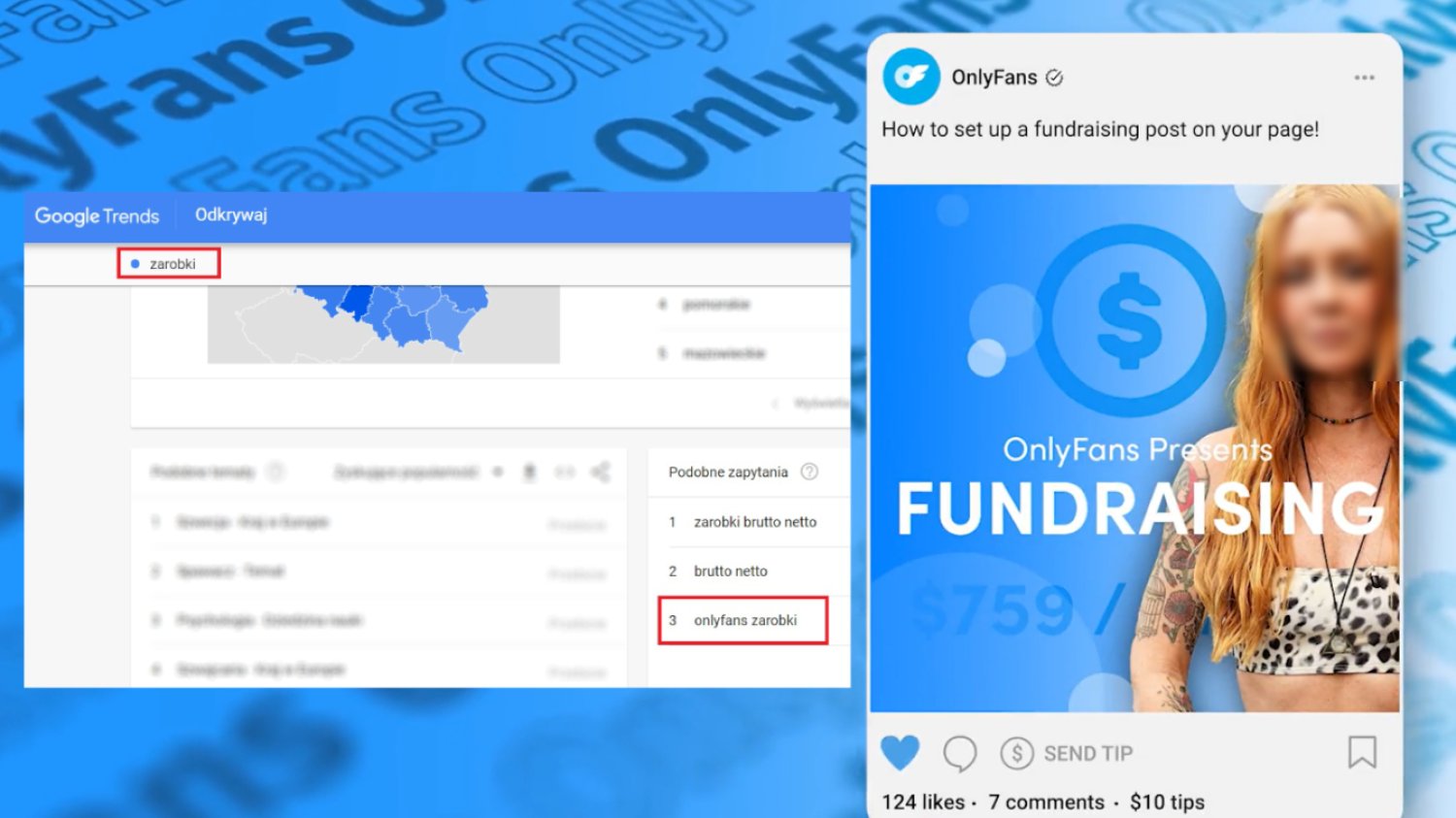Hasło "onlyfans zarobki" było dość często wyszukiwane