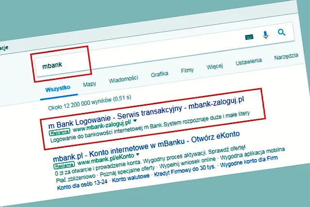 mBank radzi, by w przypadku zalogowania się na fałszywą stronę jak najszybciej zmienić hasła dostępu i zastrzec kartę