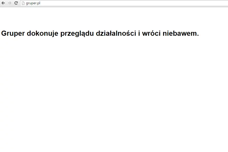 Tak dziś wygląda strona gruper.pl