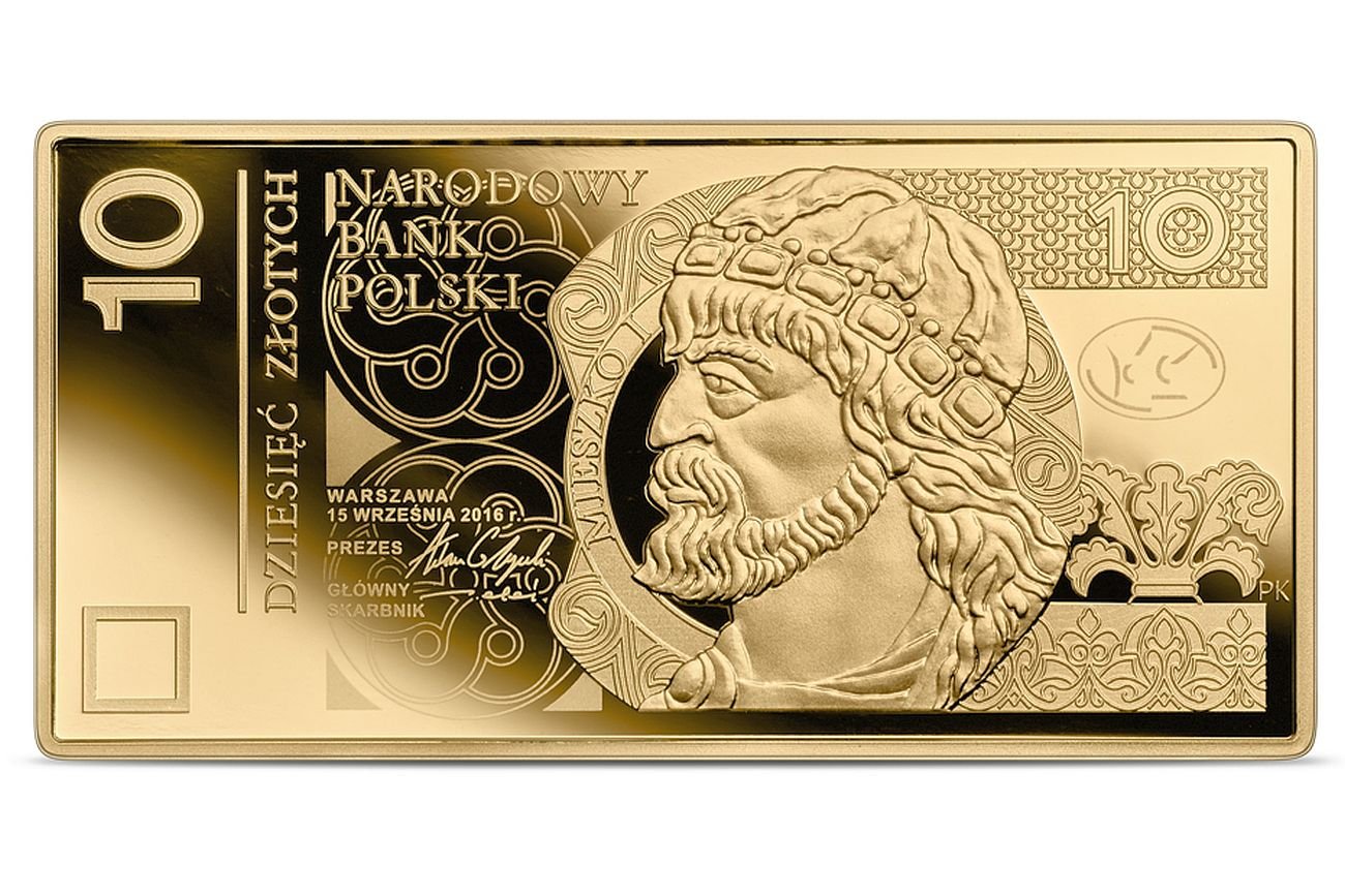 Narodowy Bank Polski wypuszcza monetę w kształcie banknotu dziesięciozłotowego. Kosztuje 10 500 zł